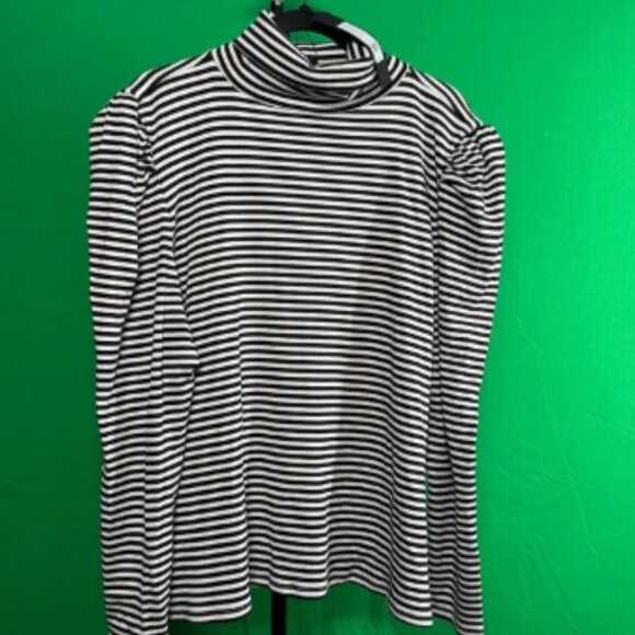 NWT Veronica Beard Cedar Turtleneck with Puffed shoulder Black White Size 3XL - Picture 1 of 7